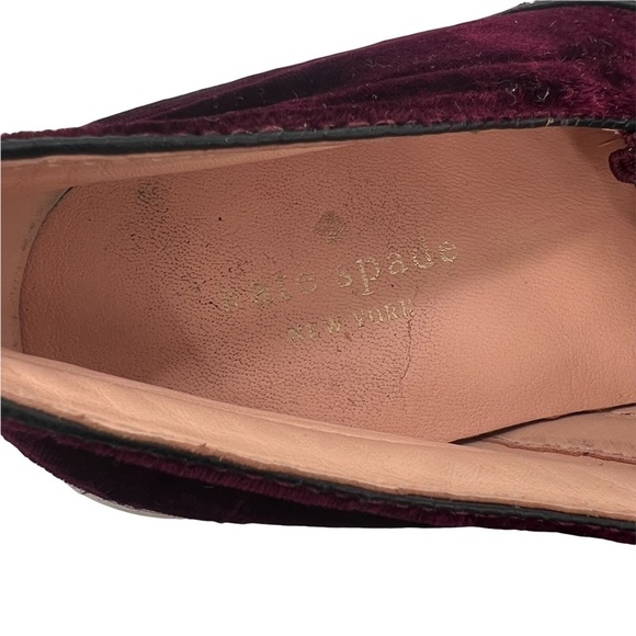 Kate Spade Delise Wine Velvet Flats With Faux Leather Bow Size 8 - Picture 9 of 9